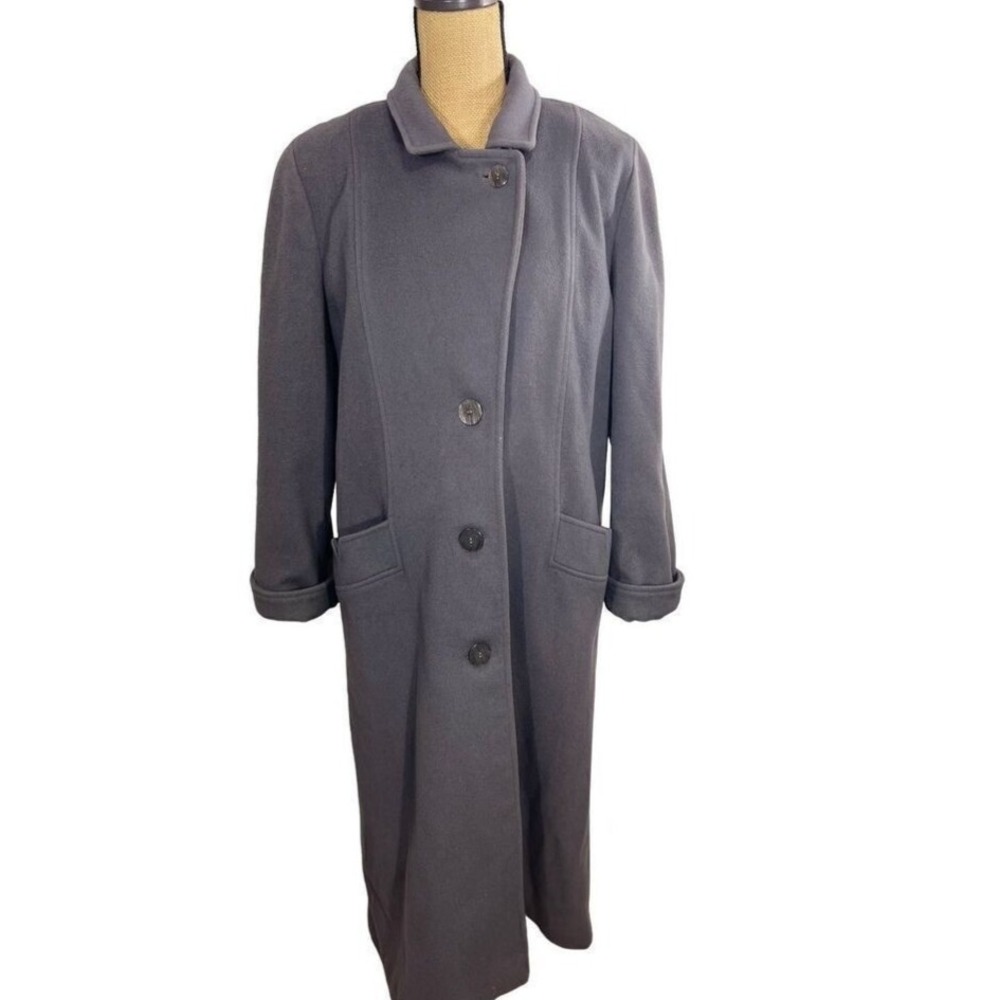 Rugby Knitting Mills Wool Long Trench Coat Vintage Gray Size 10 Americana